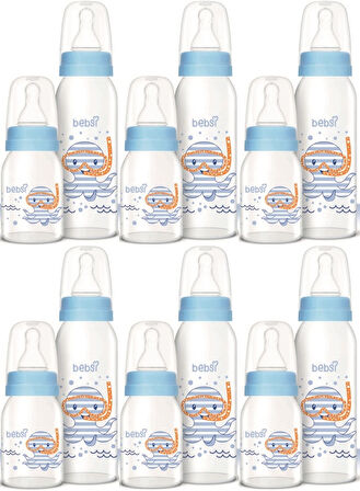 Bebsi Cam Biberon Seti Mavi (250ML+125ML) (6 Lı Set)