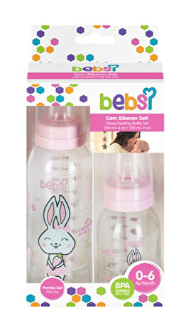 Bebsi Cam Biberon Seti Pembe (250ML+125ML) (2 Li Set)