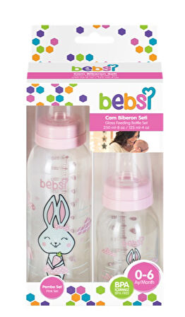 Bebsi Cam Biberon Seti Pembe (250ML+125ML) (3 Lü Set)