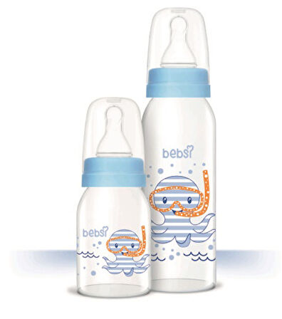 Bebsi Cam Biberon Seti (Mavi - Pembe) (250ML+125ML) (Karma 4 Lü Set)