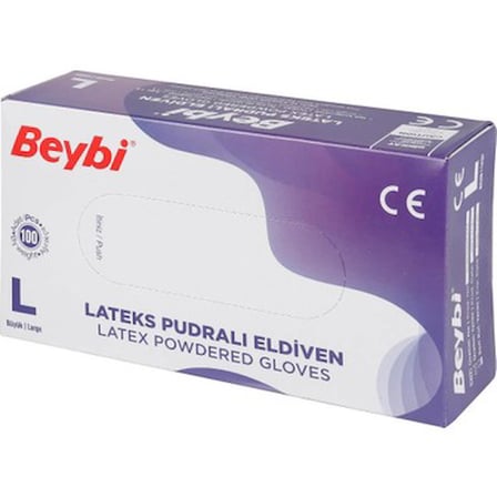 Beybi Lateks Pudralı Muayene Eldiveni L - Large - Büyük 900 Lü Set