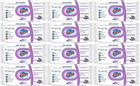 Bingo Clean Yüzey Temizlik Havlusu 96 Yaprak Lavanta Kokulu Plastik Kapaklı (12 Li Set) 1152 Yaprak