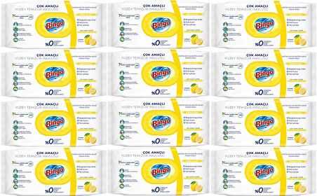 Bingo Clean Yüzey Temizlik Havlusu 96 Yaprak Limon Kokulu Plastik Kapaklı (12 Li Set) 1152 Yaprak