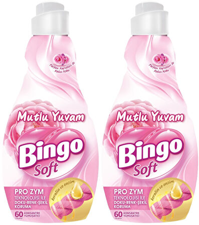 Bingo Soft Çamaşır Yumuşatıcı Konsantre 1440ML Mutlu Yuvam (2 Li Set)