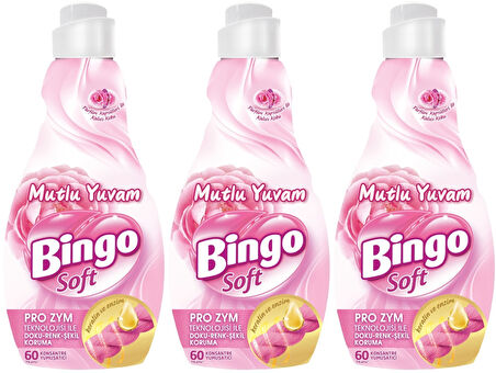 Bingo Soft Çamaşır Yumuşatıcı Konsantre 1440ML Mutlu Yuvam (3 Lü Set)