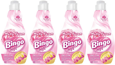 Bingo Soft Çamaşır Yumuşatıcı Konsantre 1440ML Mutlu Yuvam (4 Lü Set)