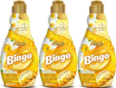 Bingo Soft Çamaşır Yumuşatıcı Konsantre 1440ML Nergis (3 Lü Set)