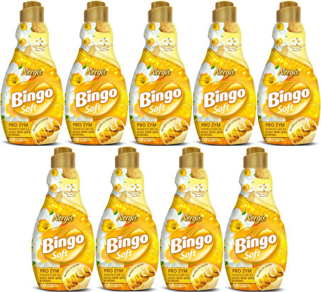 Bingo Soft Çamaşır Yumuşatıcı Konsantre 1440ML Nergis (9 Lu Set)