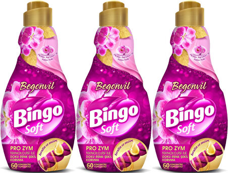 Bingo Soft Çamaşır Yumuşatıcı Konsantre 1440ML Begonvil (3 Lü Set)