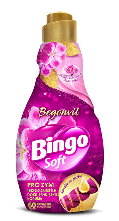 Bingo Soft Çamaşır Yumuşatıcı Konsantre 1440ML Karma 4 Lü Set (Lilyum-Lavanta-Begonvil-Nergis)