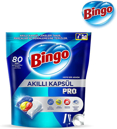 Bingo Akıllı Kapsül Pro Bulaşık Makinesi Deterjanı Tableti 240 Adet Limon Kokulu (3PK*80)