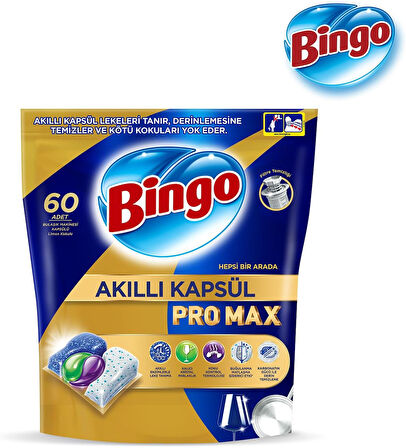 Bingo Akıllı Kapsül Pro Max Bulaşık Makinesi Deterjanı Tableti 120 Adet Limon Kokulu (2PK*60)