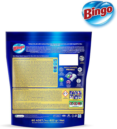 Bingo Akıllı Kapsül Pro Max Bulaşık Makinesi Deterjanı Tableti 120 Adet Limon Kokulu (2PK*60)