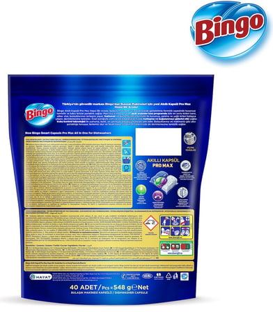 Bingo Akıllı Kapsül Pro Max Bulaşık Makinesi Deterjanı Tableti 200 Adet Limon Kokulu (5PK*40)