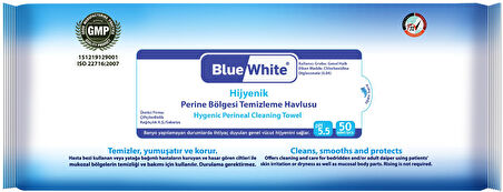 BlueWhite Yetişkin Hasta Perine Bölgesi Temizleme Mendil-Havlusu (6 lı set) 50 Yaprak Hijyenik