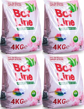 BorLine Matik Toz Çamaşır Deterjanı 16KG (Renkliler İçin) 104 Yıkama (4PK*4KG)