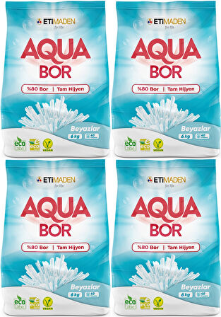 Boron AquaBor Matik Toz Çamaşır Deterjanı 24KG (Beyazlar İçin) 160 Yıkama (4PK*6KG)