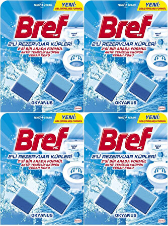 Bref Koku Giderici Jel Küpü - Okyanus (Klozet - Rezervuar - Tuvalet - Blok) (8 Li Set) (4PK*2)