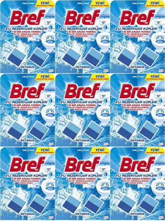 Bref Koku Giderici Jel Küpü - Okyanus (Klozet - Rezervuar - Tuvalet - Blok) (18 Li Set) (9PK*2)