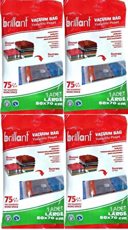 Brillant Vakumlu Poşet/Hurç 50*70CM Large (İç Adet 1) (4 Lü Set)