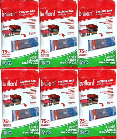 Brillant Vakumlu Poşet/Hurç 50*70CM Large (İç Adet 1) (6 Lı Set)