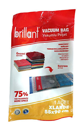 Brillant Vakumlu Poşet/Hurç 55*90CM XLarge (İç Adet 1) (3 Lü Set)