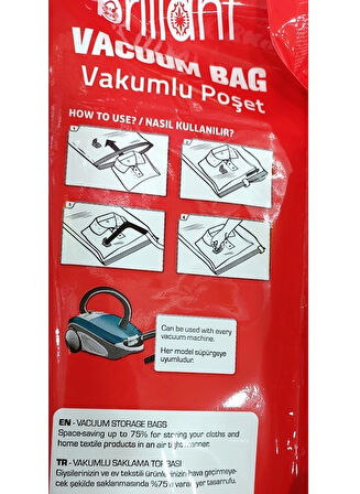 Brillant Vakumlu Poşet/Hurç 80*100CM XXLarge (İç Adet 1) (3 Lü Set)