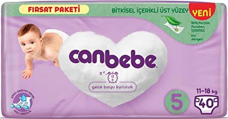 Canbebe Bebek Bezi Beden:5 (11-18Kg) Junior 80 Adet Ekonomik Fırsat Pk