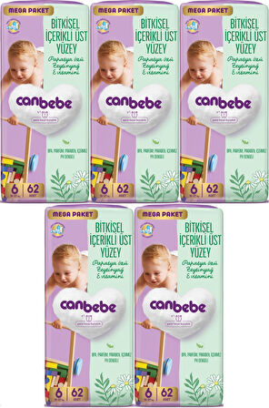 Canbebe Bebek Bezi Beden:6 (15-27KG) Exstra Large 310 Adet Mega Fırsat Pk