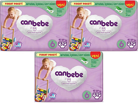 Canbebe Bebek Bezi Beden:6 (15-27Kg) Extra Large 96 Adet Aylık Fırsat Pk
