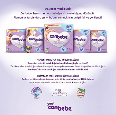Canbebe Bebek Bezi Beden:6 (15-27Kg) Extra Large 160 Adet Mega Fırsat Pk