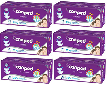 Canped Hasta Bezi Çoçuklar İçin Bel Bantlı Tekstil Yüzeyli 180 Adet Xs (6Pk*30)