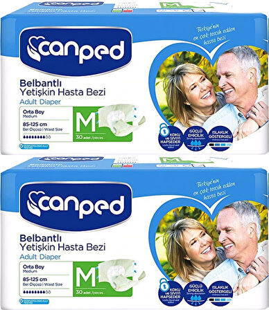 Canped Hasta Bezi Yetişkin Bel Bantlı Polietilenli M-Orta Boy 60 Adet