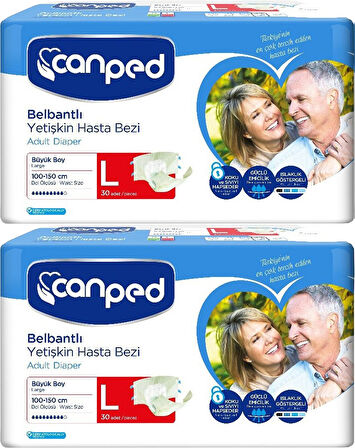 Canped Hasta Bezi Yetişkin Bel Bantlı Polietilen L-Büyük Boy 60 Adet