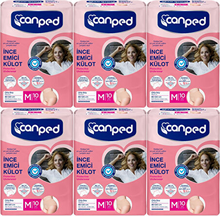 Canped Külotlu Mesane Pedi - İnce Emici Külot Orta/Medium 60 Adet (6Pk*10)