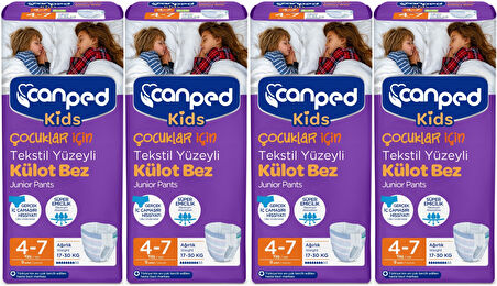Canped Kids Çoçuklar İçin Külot Bez Tekstil Yüzeyli Yaş:4-7 (17-30Kg) 36 Adet (4Pk*9)