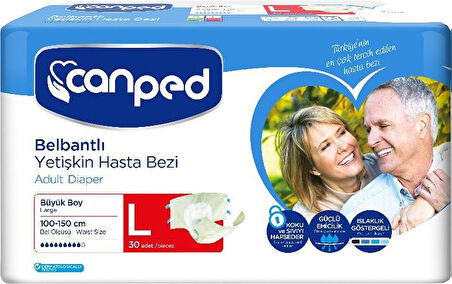 Canped Hasta Bezi Yetişkin Bel Bantlı Polietilen L-Büyük Boy 150 Adet