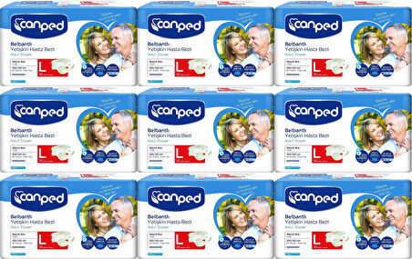 Canped Hasta Bezi Yetişkin Bel Bantlı Polietilen L - Büyük Boy 270 Adet