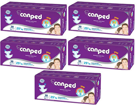 Canped Hasta Bezi Çoçuklar İçin Bel Bantlı Tekstil Yüzeyli 150 Adet XS (5Pk*30)