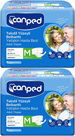 Canped Hasta Bezi Yetişkin Bel Bantlı Tekstil Yüzey M-Orta Boy 36 (2PK*18)