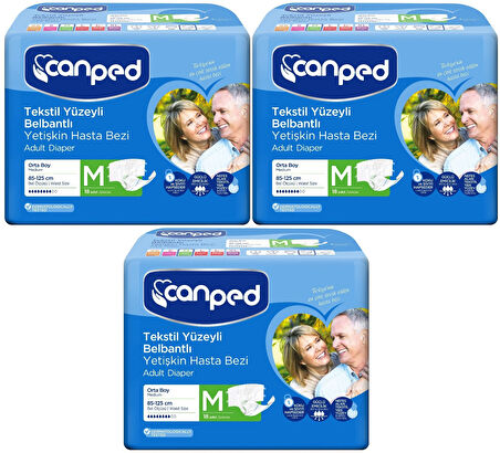 Canped Hasta Bezi Yetişkin Bel Bantlı Tekstil Yüzey M-Orta Boy 54 (3PK*18)