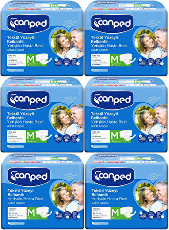 Canped Hasta Bezi Yetişkin Bel Bantlı Tekstil Yüzey M-Orta Boy 108 (6PK*18)