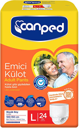 Canped Emici Külot Hasta Yetişkin Bezi L - Büyük - Large 96 Adet (4PK*24)