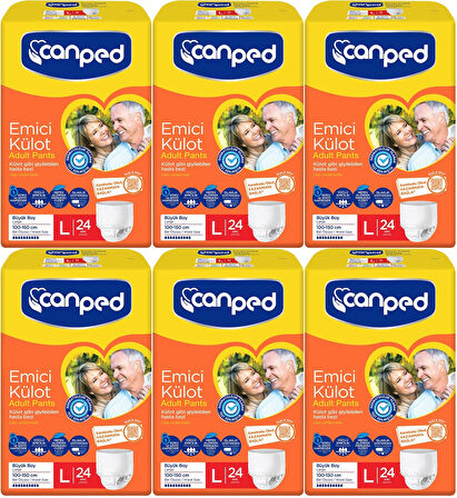 Canped Emici Külot Hasta Yetişkin Bezi L - Büyük - Large 144 Adet (6PK*24)