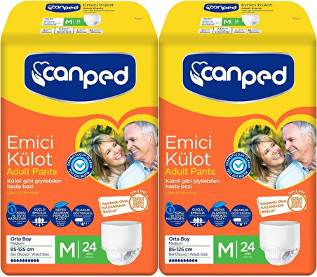 Canped Emici Külot Hasta Yetişkin Bezi M - Orta - Medium 48 Adet (2PK*24)