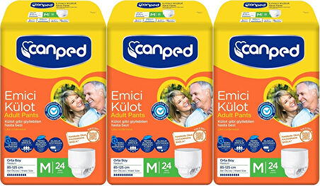 Canped Emici Külot Hasta Yetişkin Bezi M - Orta - Medium 72 Adet (3PK*24)