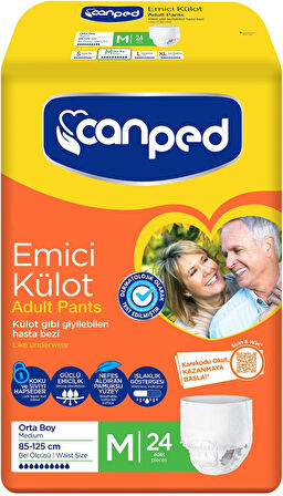 Canped Emici Külot Hasta Yetişkin Bezi M - Orta - Medium 96 Adet (4PK*24)