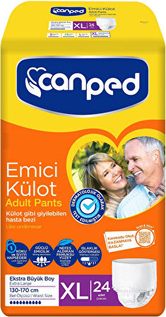 Canped Emici Külot Hasta Yetişkin Bezi XL - Ekstra Büyük - Extra Large 72 Adet (3PK*24)