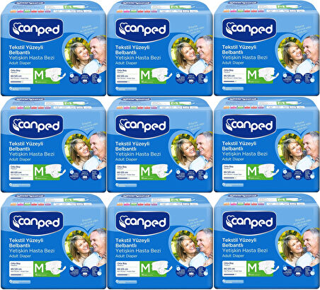 Canped Hasta Bezi Yetişkin Bel Bantlı Tekstil Yüzey M - Orta - Medium 162 (9PK*18)