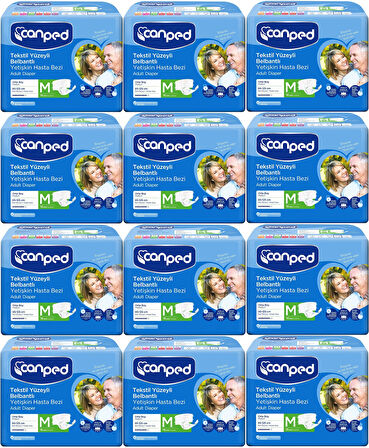 Canped Hasta Bezi Yetişkin Bel Bantlı Tekstil Yüzey M - Orta - Medium 216 (12PK*18)